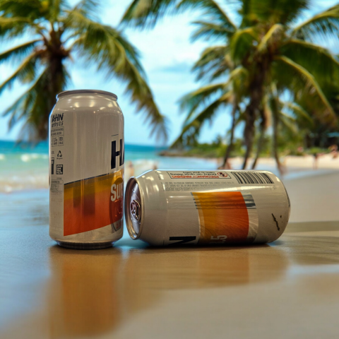 Cans in beach